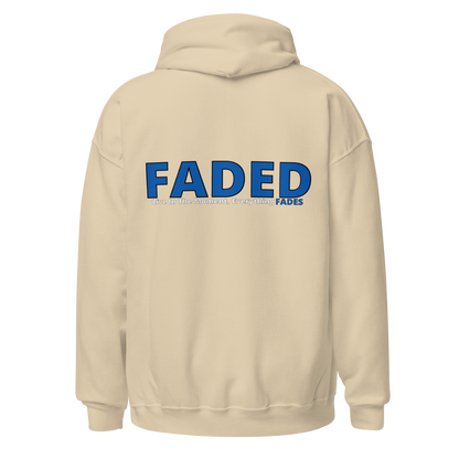 Faded (Blue Logo/Left Breast/Back Logo) "Live In The Moment" Unisex Hoodie