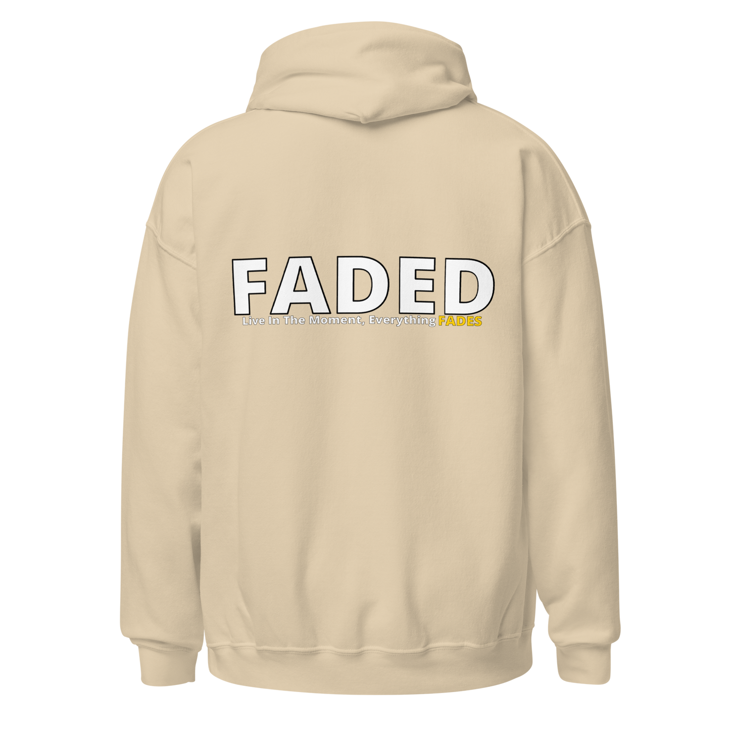 Faded (Subtle Yellow Logo/Left Breast/Back Logo) "Live In The Moment" Unisex Hoodie