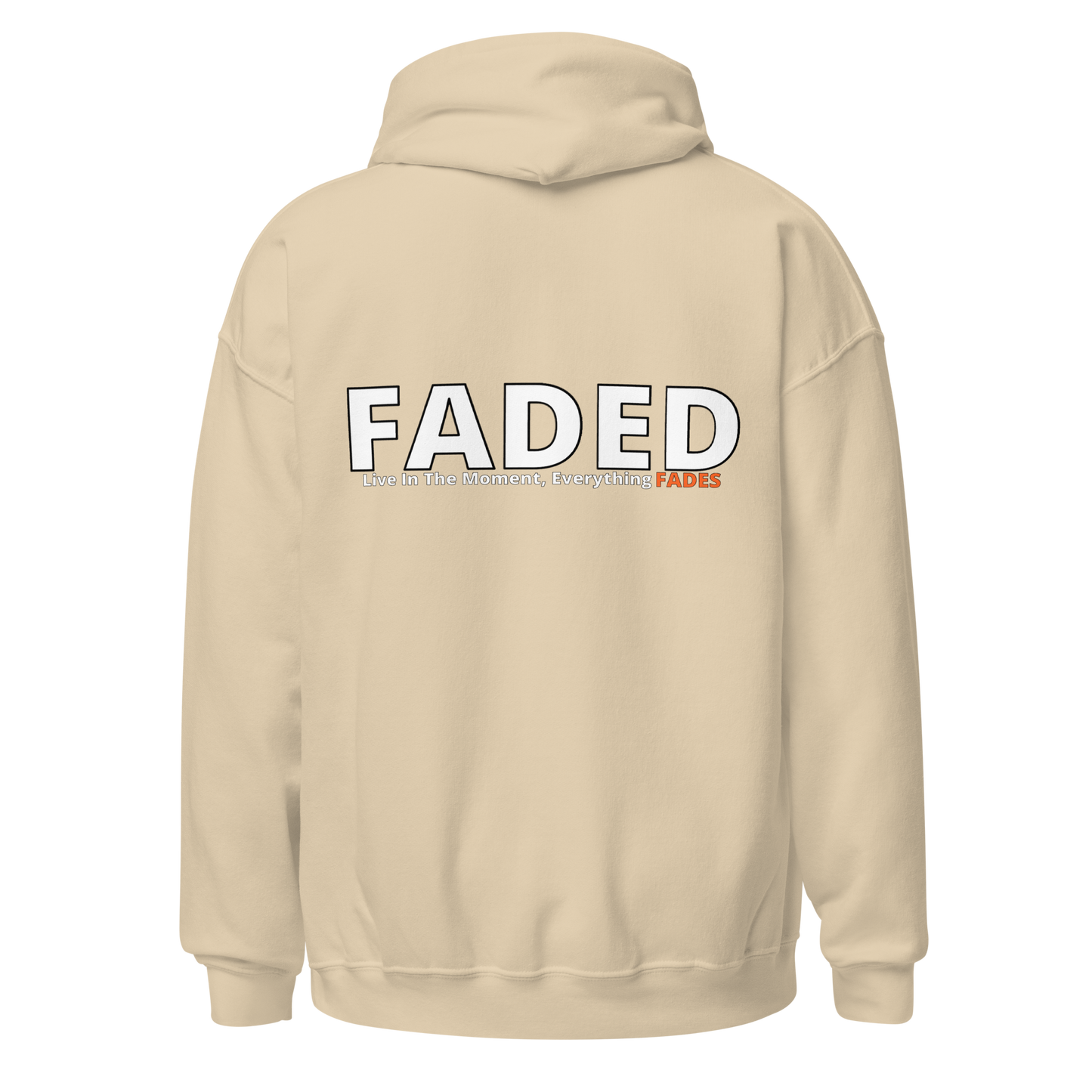 Faded (Subtle Orange Logo/Left Breast/Back Logo) "Live In The Moment" Unisex Hoodie