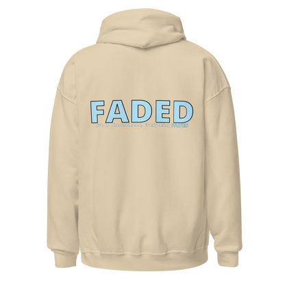 Faded (Baby Blue Logo/Left Breast/Back Logo) "Live In The Moment" Unisex Hoodie