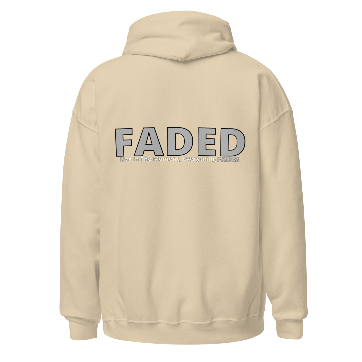 Faded (Grey Logo/Left Breast/Back Logo) "Live In The Moment" Unisex Hoodie