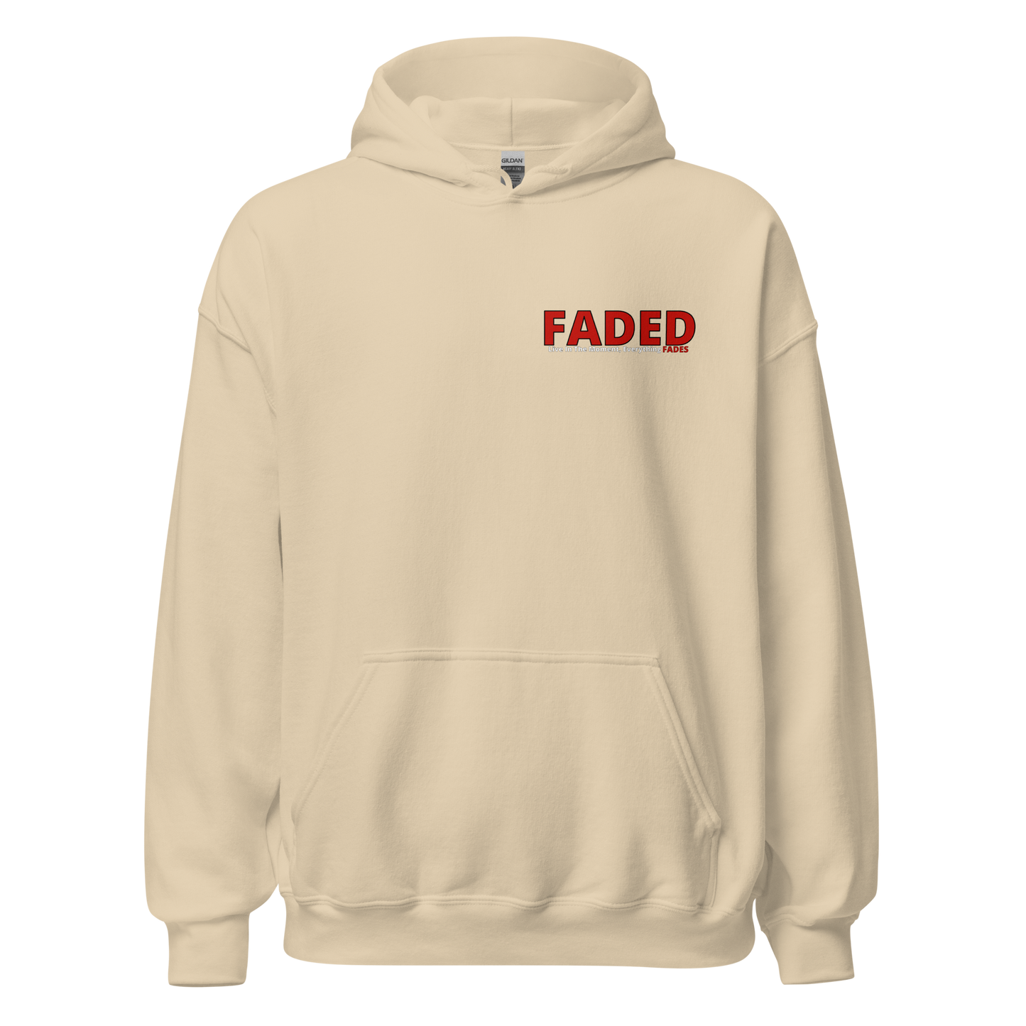 Faded (Red Logo/Left Breast/Back Logo) "Live In The Moment" Unisex Hoodie