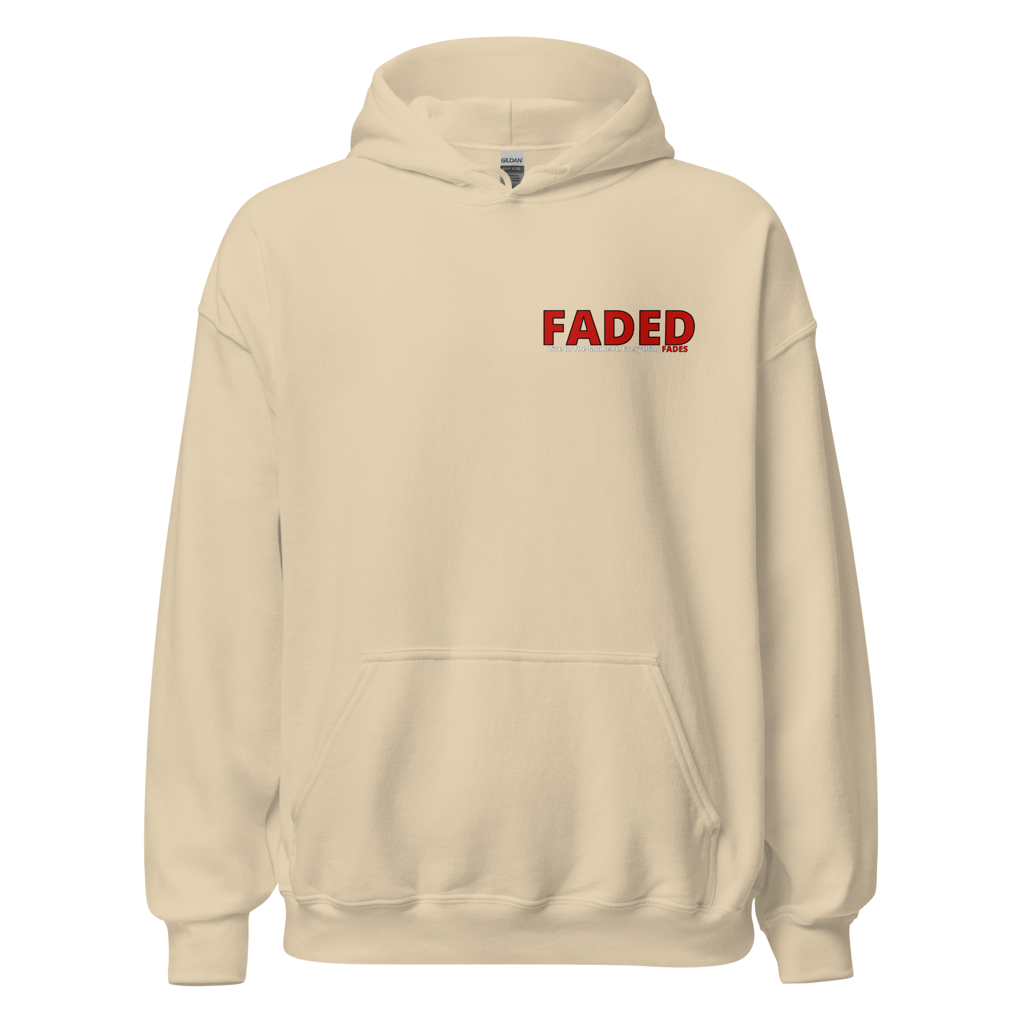Faded (Red Logo/Left Breast/Back Logo) "Live In The Moment" Unisex Hoodie