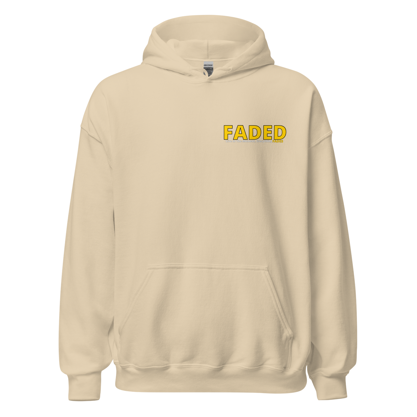 Faded (Yellow Logo/Left Breast/Back Logo) "Live In The Moment" Unisex Hoodie