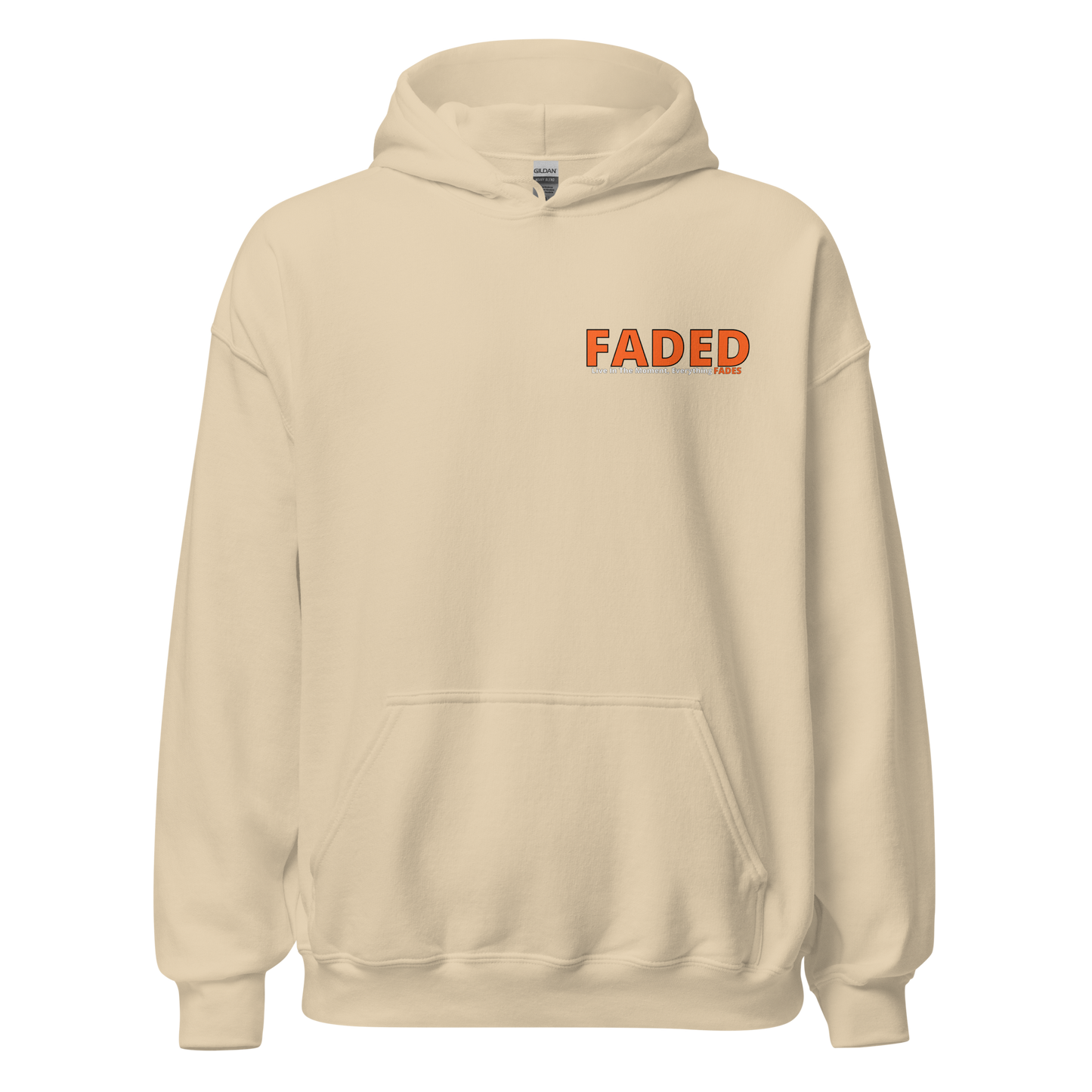 Faded (Orange Logo/Left Breast/Back Logo) "Live In The Moment" Unisex Hoodie