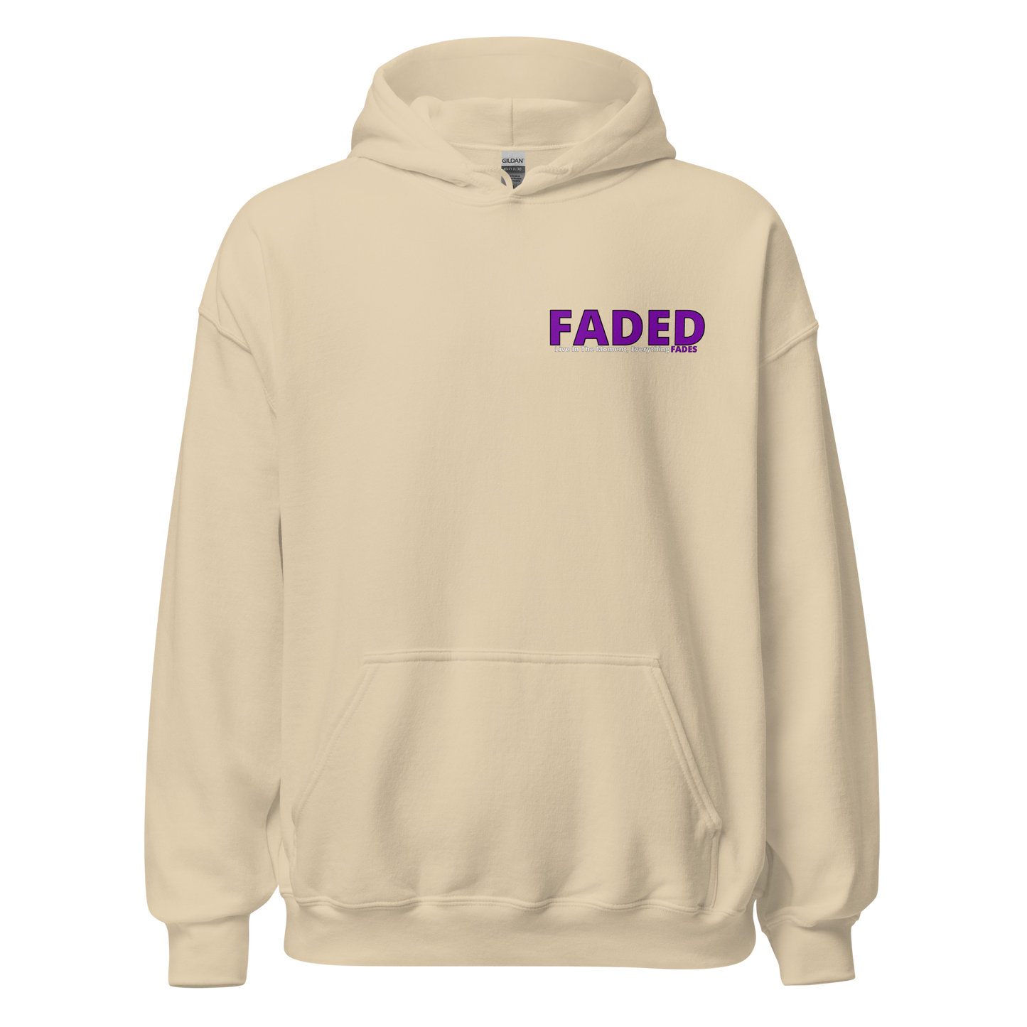 Faded (Purple Logo/Left Breast/Back Logo) "Live In The Moment Unisex Hoodie