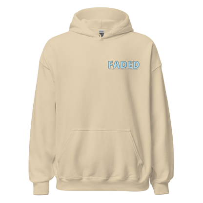 Faded (Baby Blue Logo/Left Breast/Back Logo) "Live In The Moment" Unisex Hoodie