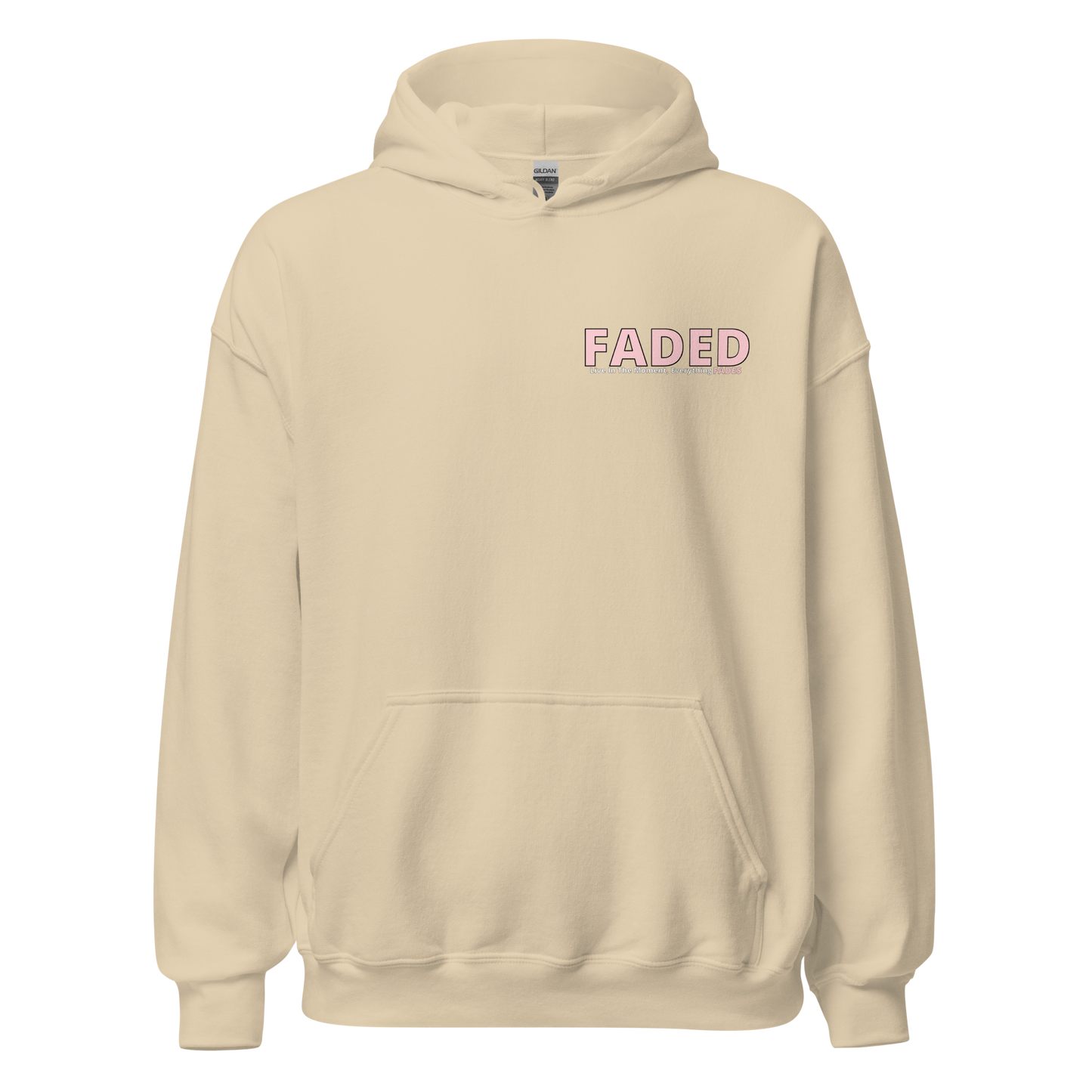 Faded (Pink Logo/Left Breast/Back Logo) "Live In The Moment" Unisex Hoodie