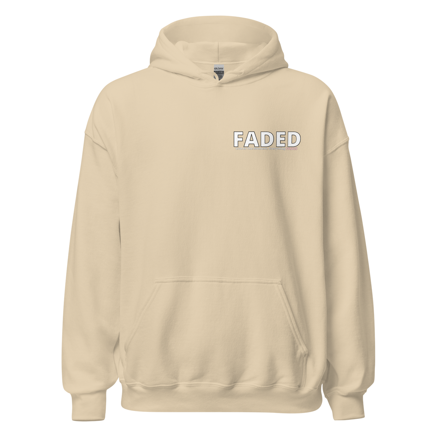 Faded (Subtle Pink Logo/Left Breast/Back Logo) "Live In The Moment" Unisex Hoodie