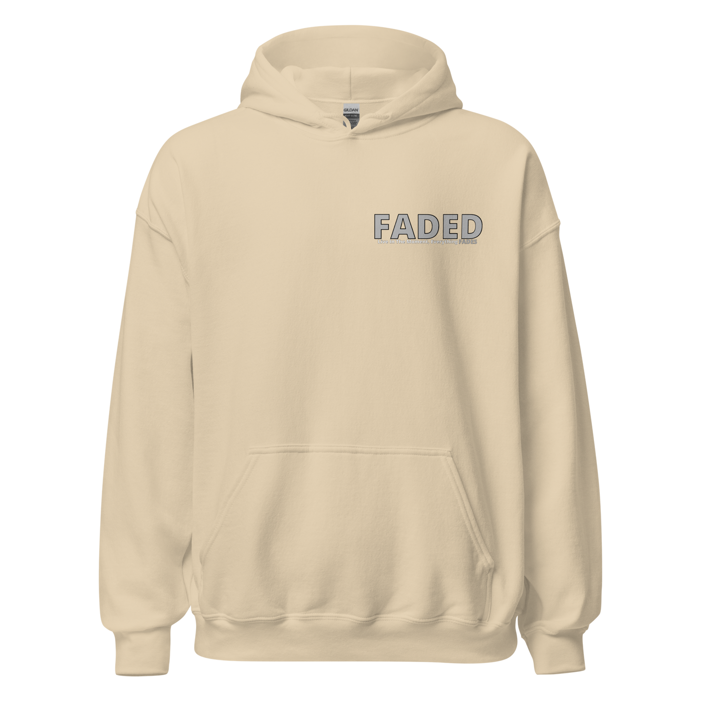 Faded (Grey Logo/Left Breast/Back Logo) "Live In The Moment" Unisex Hoodie