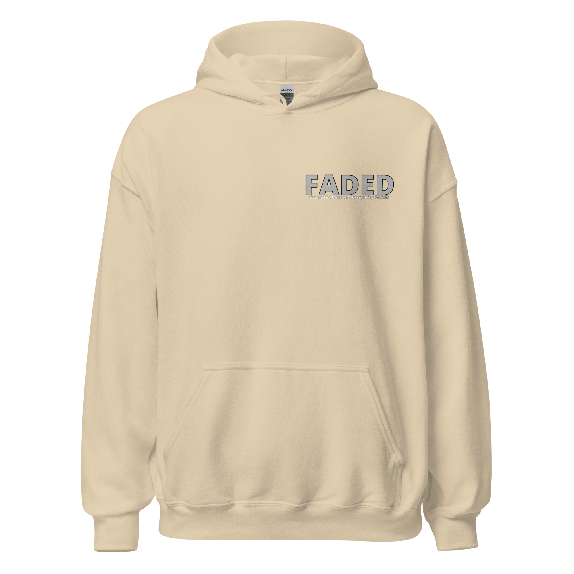 Faded (Grey Logo/Left Breast/Back Logo) "Live In The Moment" Unisex Hoodie