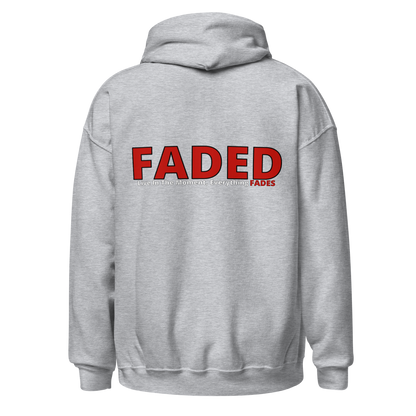 Faded (Red Logo/Left Breast/Back Logo) "Live In The Moment" Unisex Hoodie