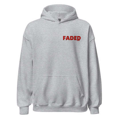 Faded (Red Logo/Left Breast/Back Logo) "Live In The Moment" Unisex Hoodie