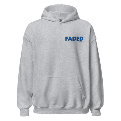 Faded (Blue Logo/Left Breast/Back Logo) "Live In The Moment" Unisex Hoodie