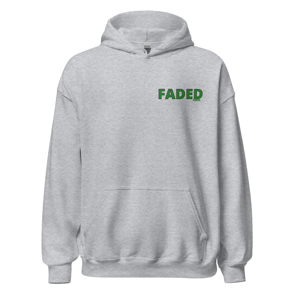 Faded (Green Logo/Left Breast/Back Logo) "Live In The Moment" Unisex Hoodie