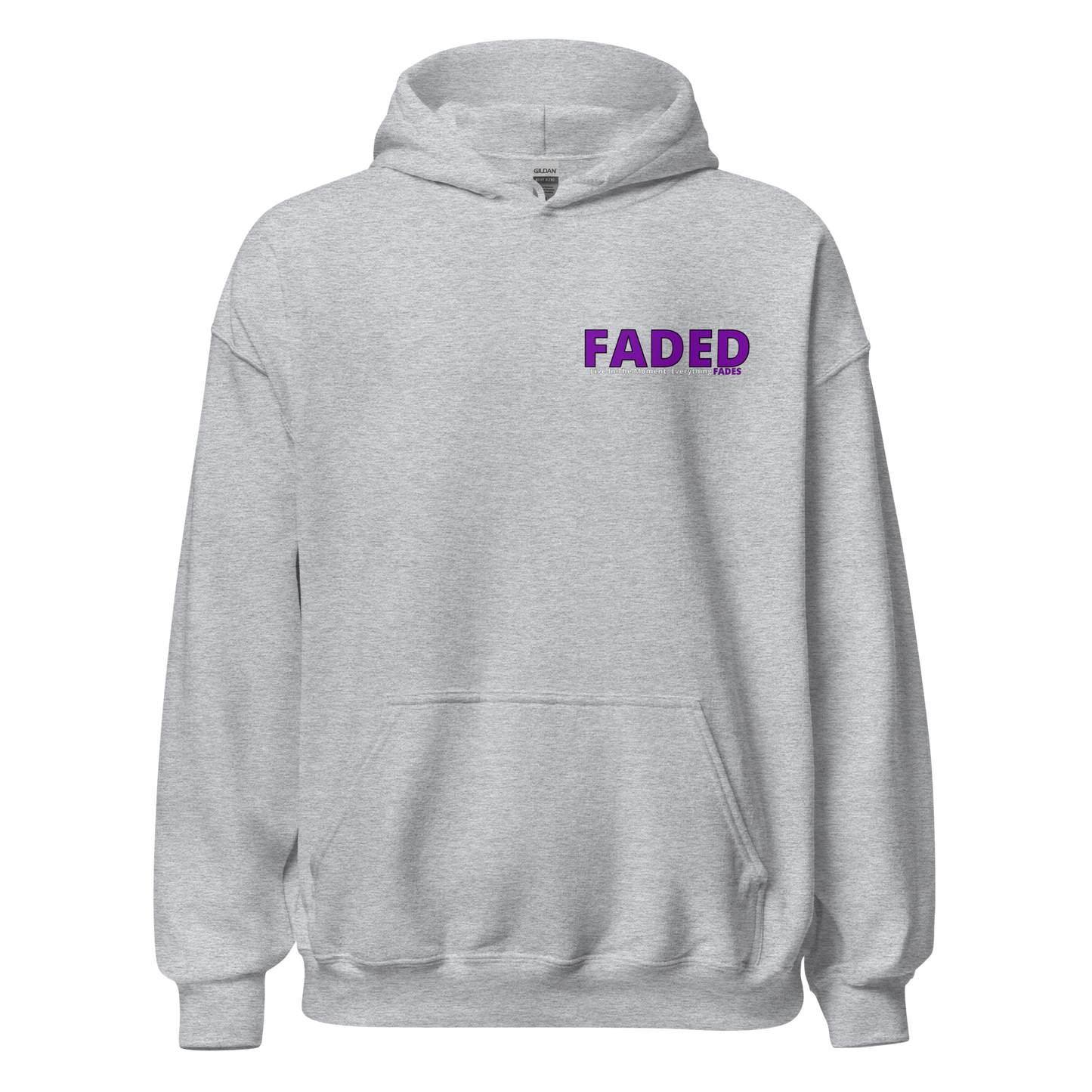 Faded (Purple Logo/Left Breast/Back Logo) "Live In The Moment Unisex Hoodie