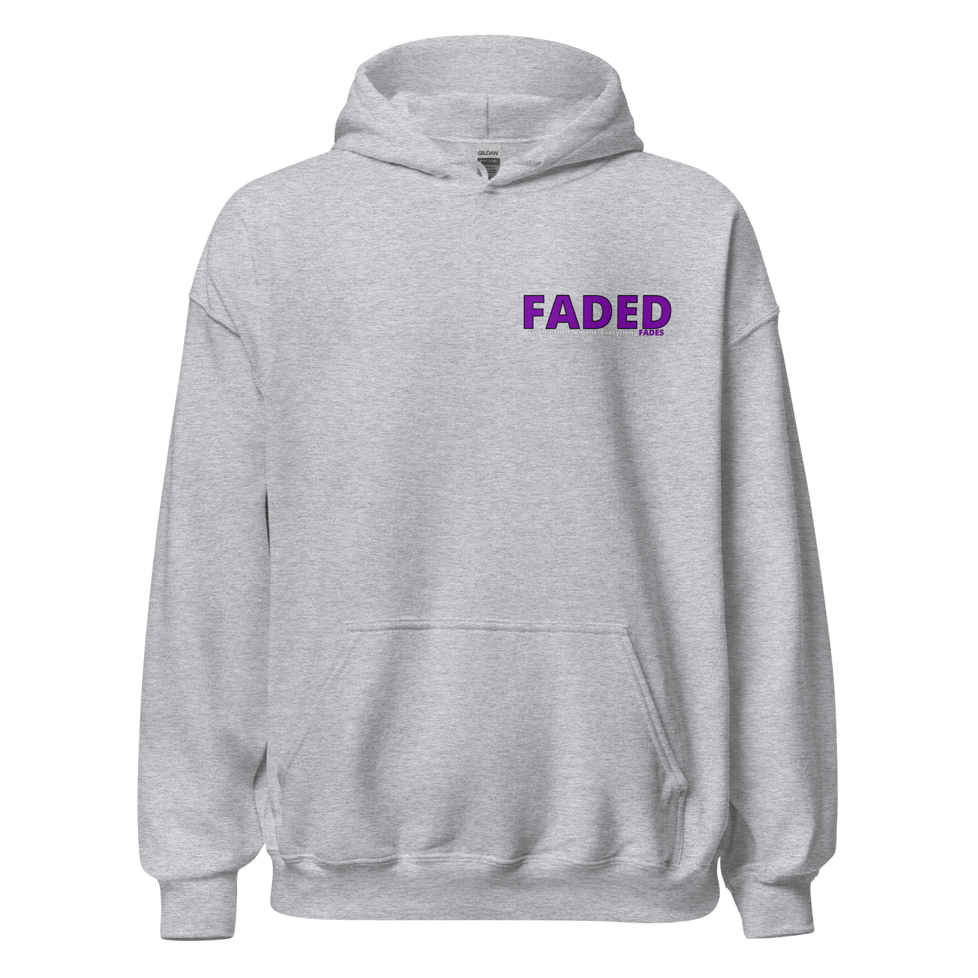 Faded (Purple Logo/Left Breast/Back Logo) "Live In The Moment Unisex Hoodie