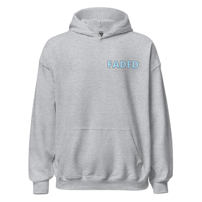 Faded (Baby Blue Logo/Left Breast/Back Logo) "Live In The Moment" Unisex Hoodie