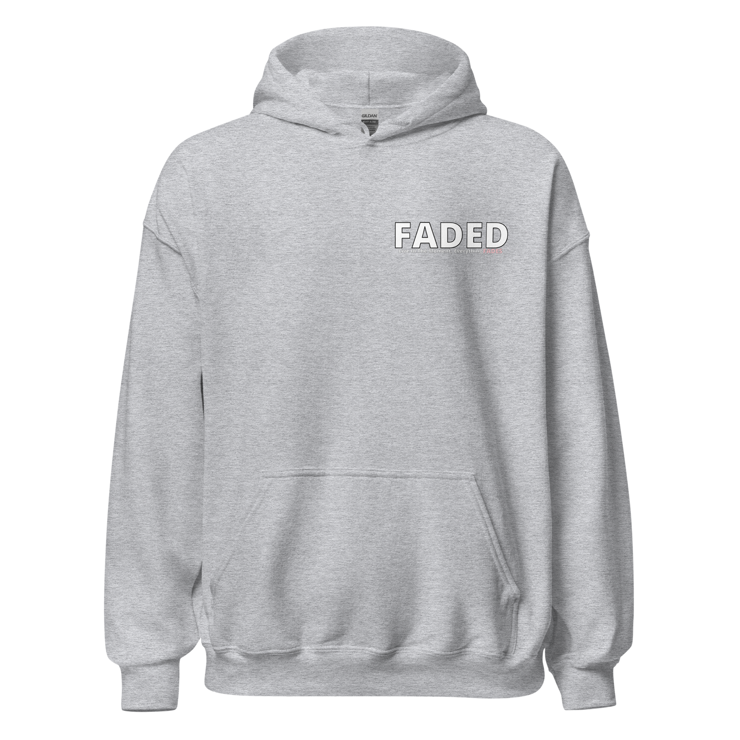 Faded (Subtle Pink Logo/Left Breast/Back Logo) "Live In The Moment" Unisex Hoodie