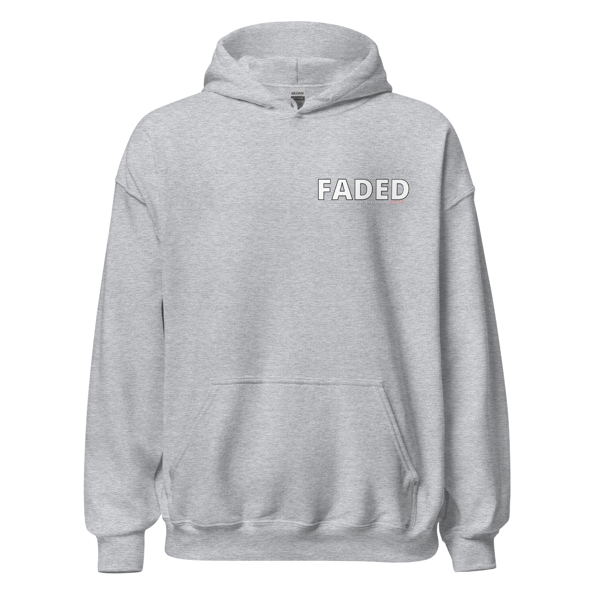 Faded (Subtle Pink Logo/Left Breast/Back Logo) "Live In The Moment" Unisex Hoodie