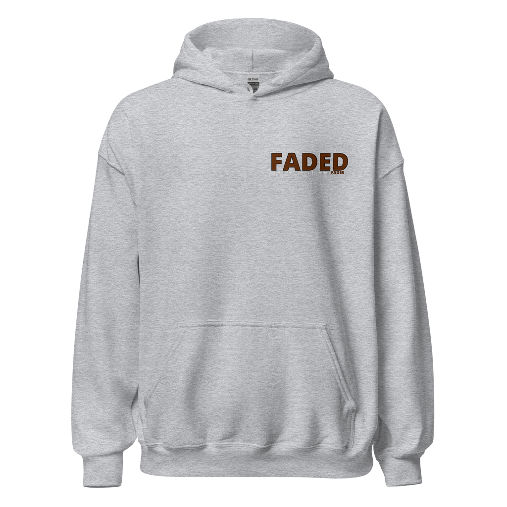 Faded (Brown Logo/Left Breast/Back Logo) "Live In The Moment" Unisex Hoodie