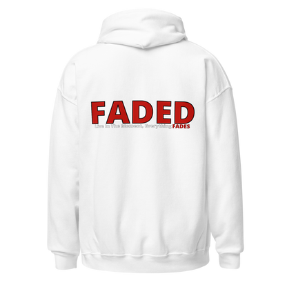 Faded (Red Logo/Left Breast/Back Logo) "Live In The Moment" Unisex Hoodie