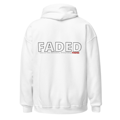 Faded (Subtle Red Logo/Left Breast/Back Logo) "Live In The Moment" Unisex Hoodie