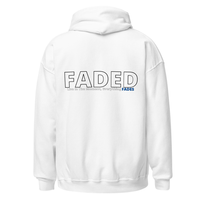 Faded (Subtle Blue Logo/Left Breast/Back Logo) "Live In The Moment" Unisex Hoodie