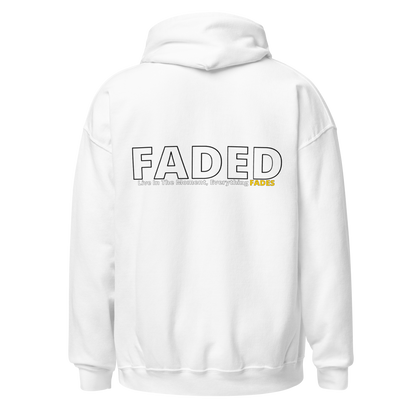 Faded (Subtle Yellow Logo/Left Breast/Back Logo) "Live In The Moment" Unisex Hoodie