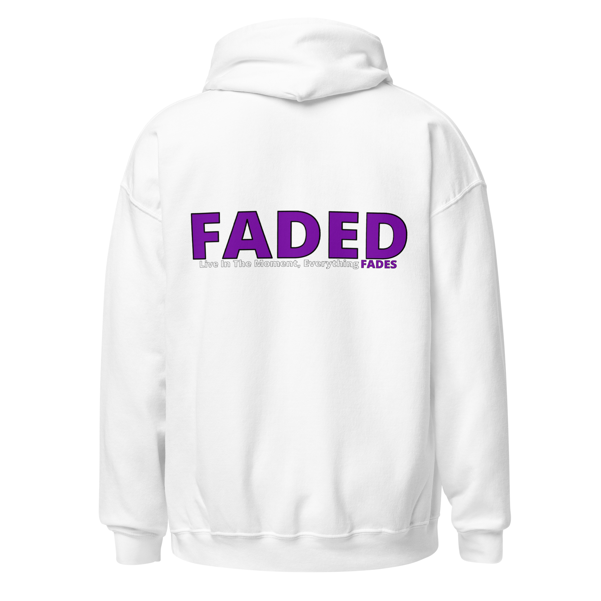Faded (Purple Logo/Left Breast/Back Logo) "Live In The Moment Unisex Hoodie