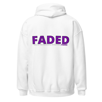 Faded (Purple Logo/Left Breast/Back Logo) "Live In The Moment Unisex Hoodie