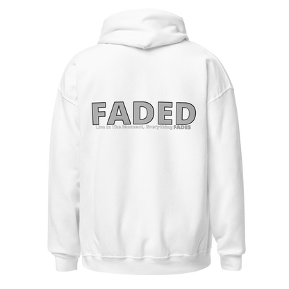 Faded (Grey Logo/Left Breast/Back Logo) "Live In The Moment" Unisex Hoodie