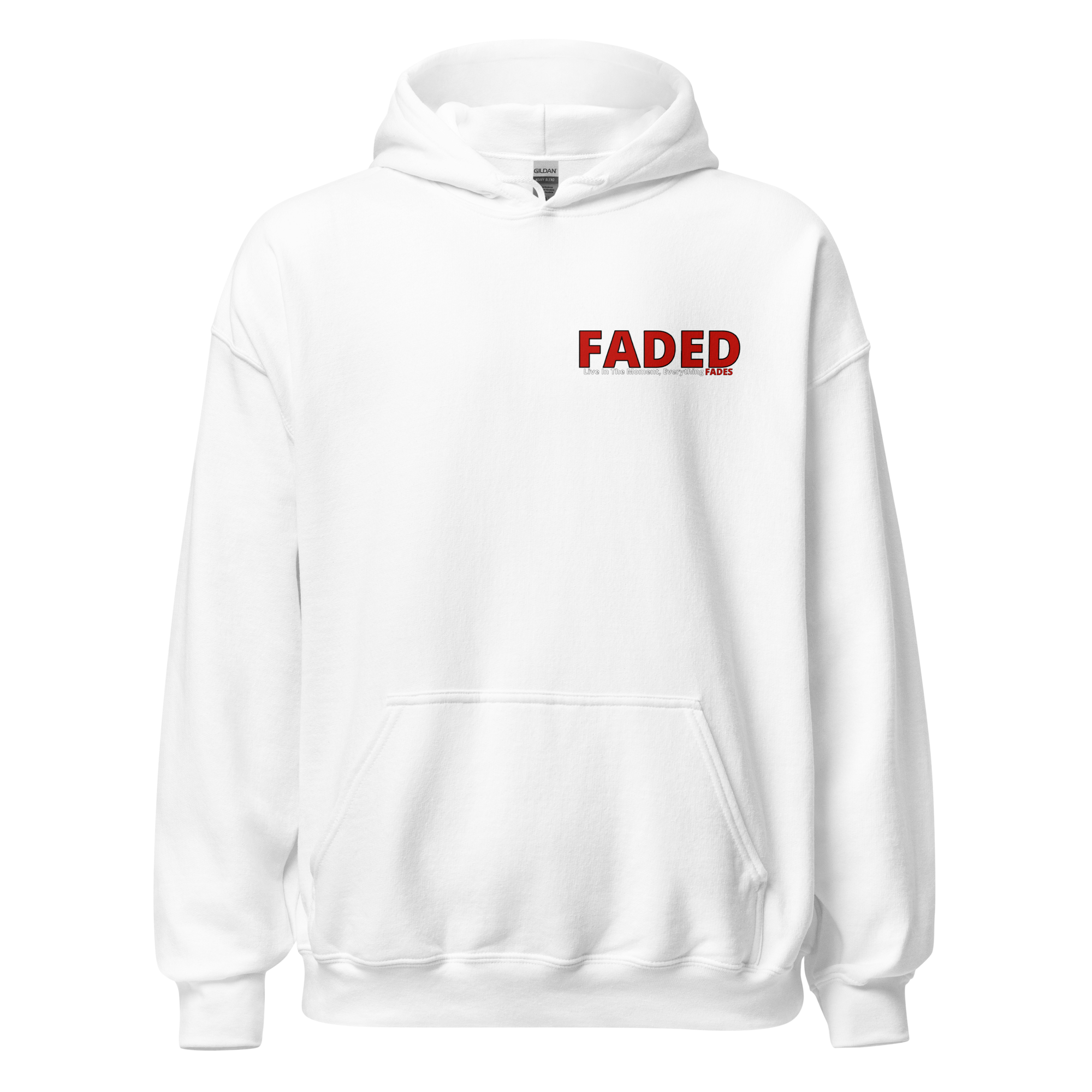 Faded (Red Logo/Left Breast/Back Logo) "Live In The Moment" Unisex Hoodie