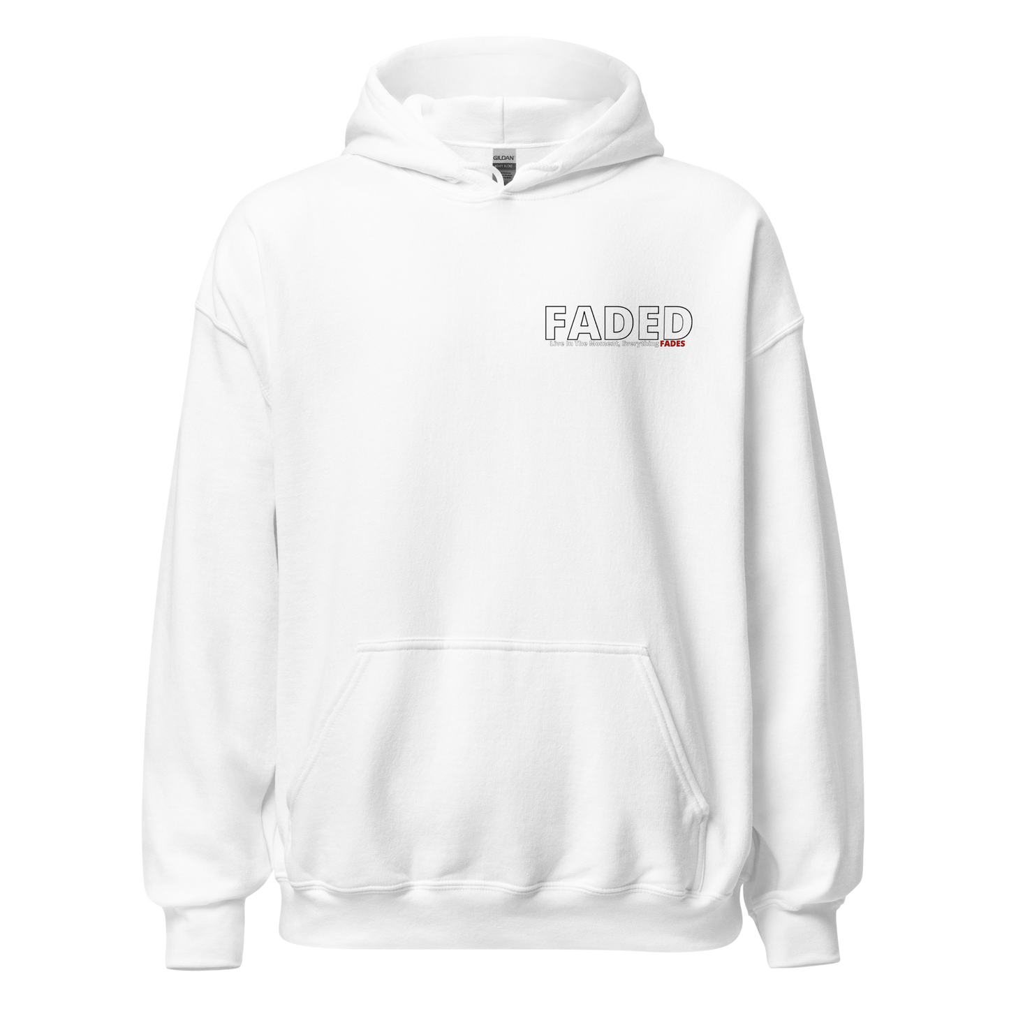 Faded (Subtle Red Logo/Left Breast/Back Logo) "Live In The Moment" Unisex Hoodie