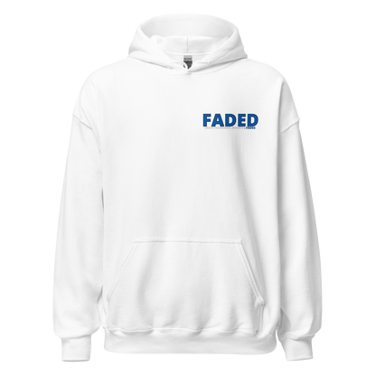 Faded (Blue Logo/Left Breast/Back Logo) "Live In The Moment" Unisex Hoodie