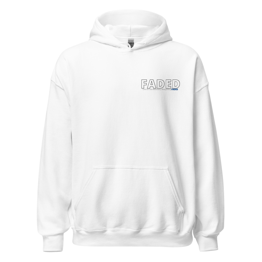 Faded (Subtle Blue Logo/Left Breast/Back Logo) "Live In The Moment" Unisex Hoodie