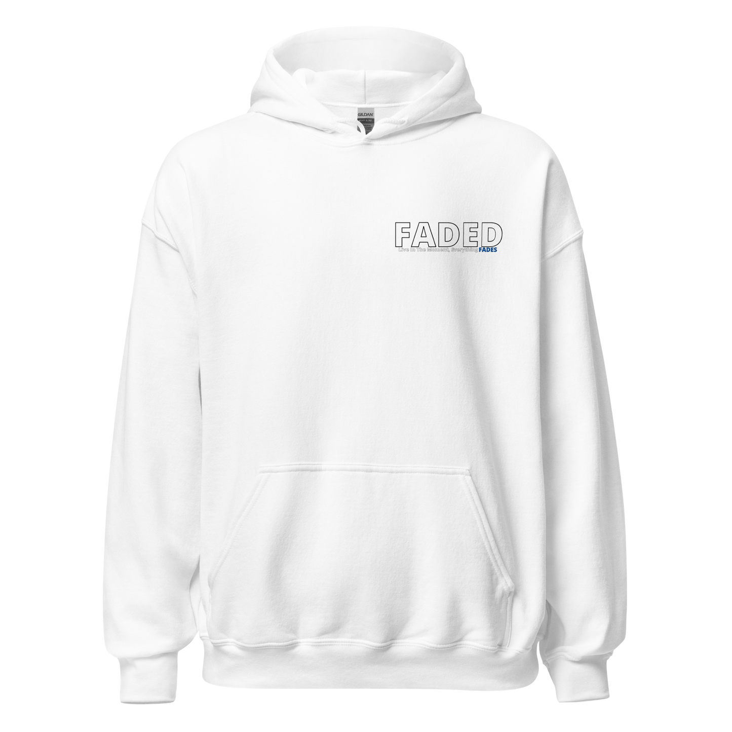 Faded (Subtle Blue Logo/Left Breast/Back Logo) "Live In The Moment" Unisex Hoodie