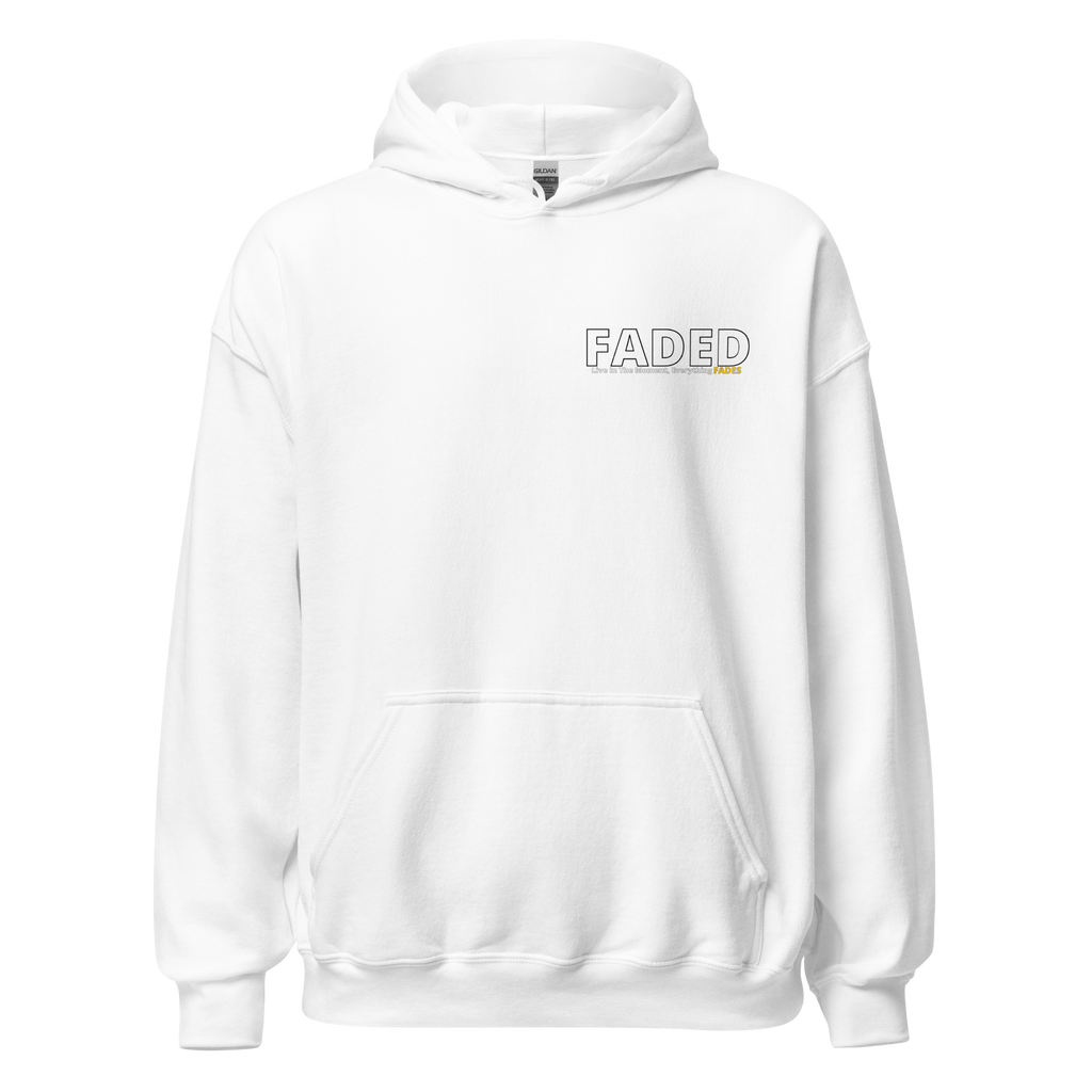 Faded (Subtle Yellow Logo/Left Breast/Back Logo) "Live In The Moment" Unisex Hoodie