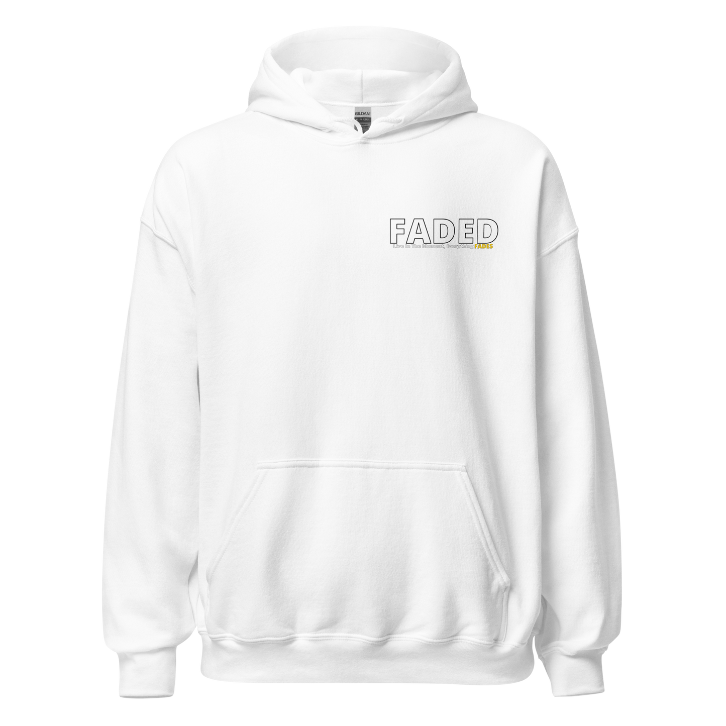 Faded (Subtle Yellow Logo/Left Breast/Back Logo) "Live In The Moment" Unisex Hoodie