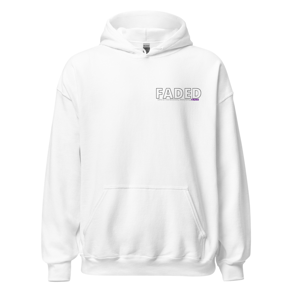 Faded (Subtle Purple Logo/Left Breast/Back Logo) "Live In The Moment" Unisex Hoodie