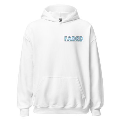 Faded (Baby Blue Logo/Left Breast/Back Logo) "Live In The Moment" Unisex Hoodie