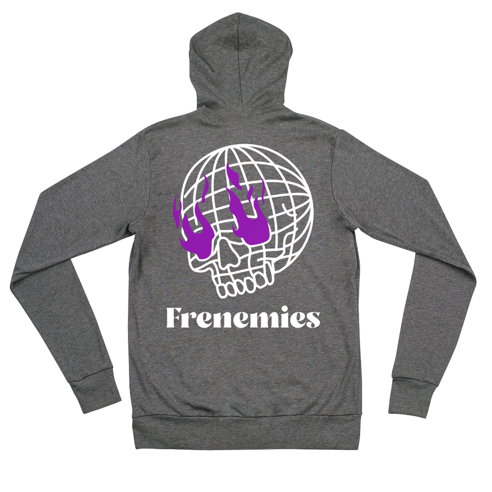 Frenemies Fire Eyes Purple Logo Unisex Zip-Up Hoodie