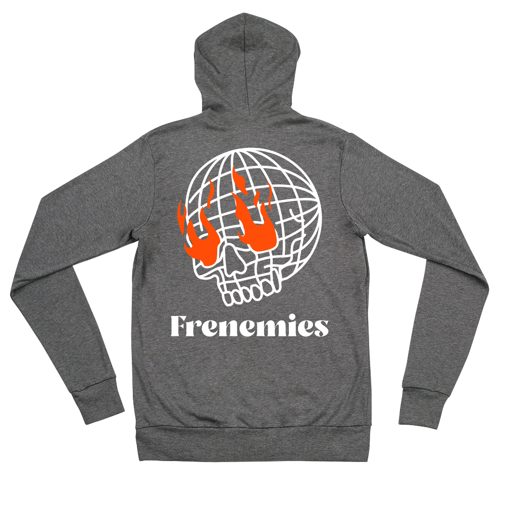 Frenemies Fire Eyes Orange Logo Unisex Zip-Up Hoodie