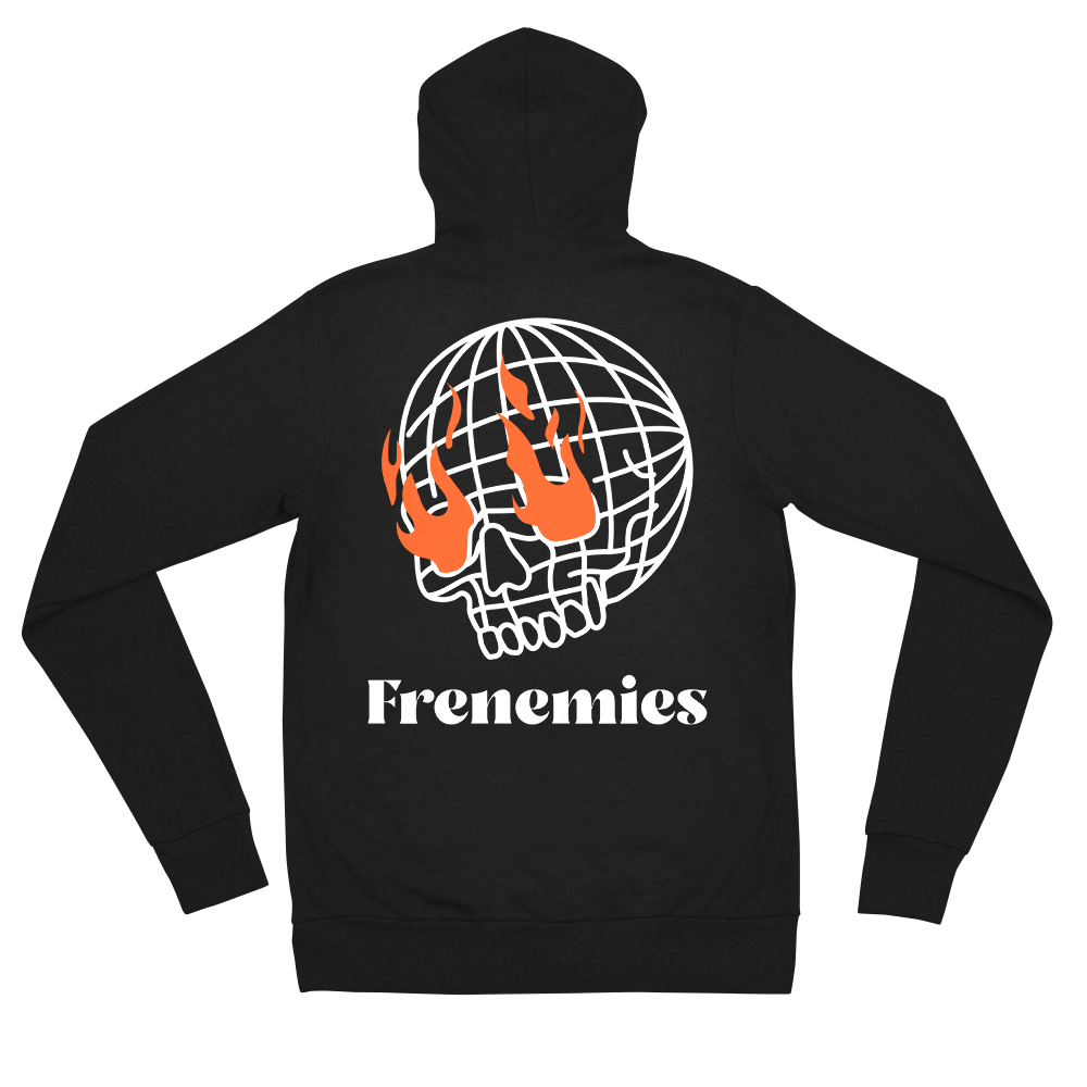 Frenemies Fire Eyes Orange Logo Unisex Zip-Up Hoodie