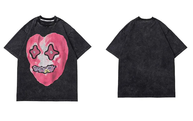 Heart Monster Screen-Printed T Shirt