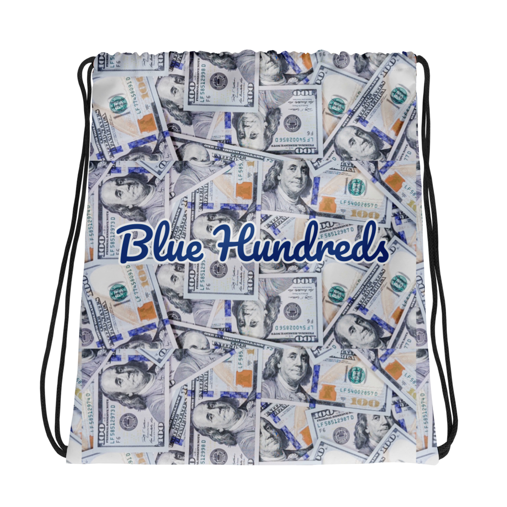 Blue Hundreds Drawstring Bag