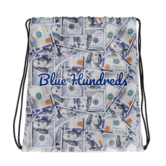 Blue Hundreds Drawstring Bag