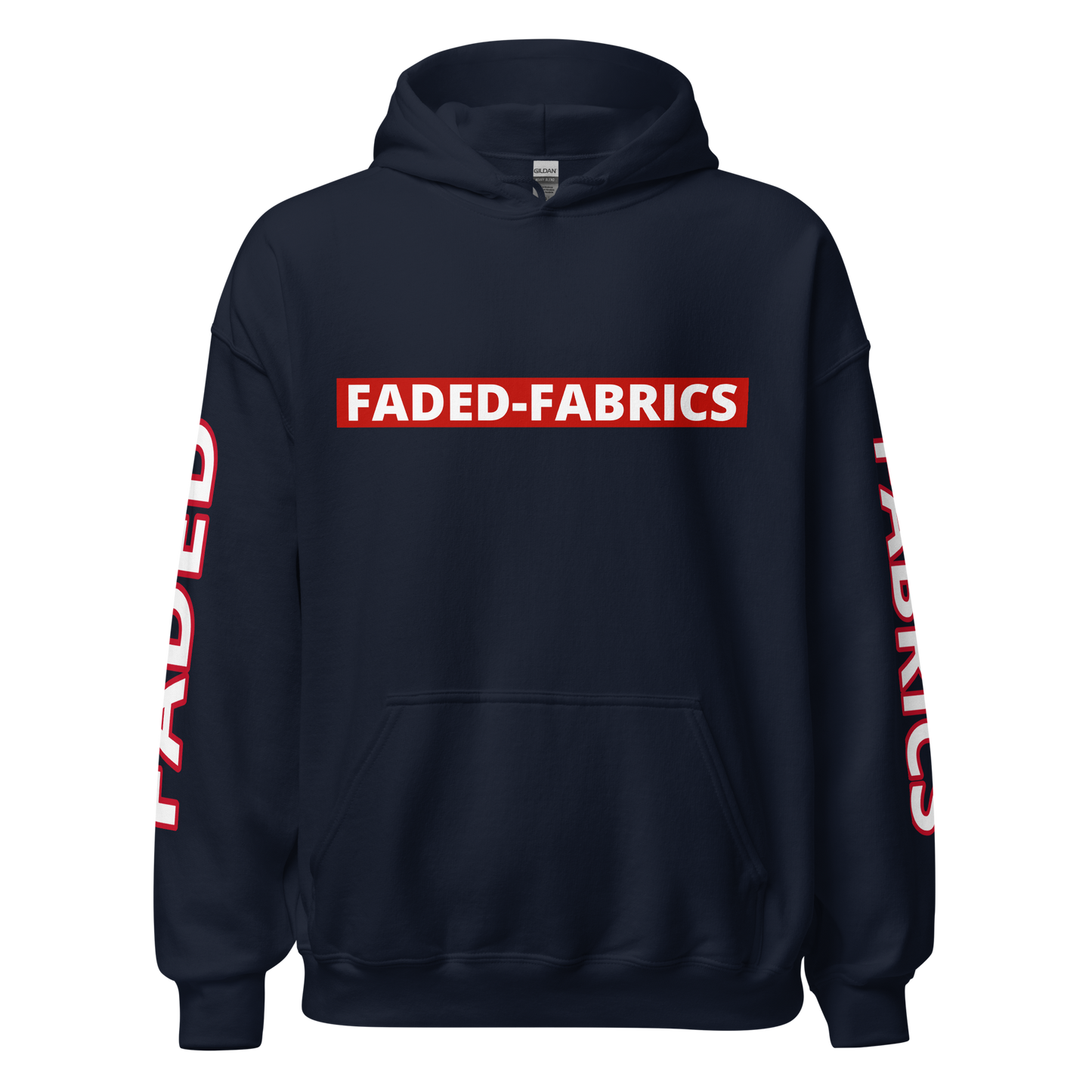 Faded Fabrics Box Logo Front/Sleeves Unisex Hoodie