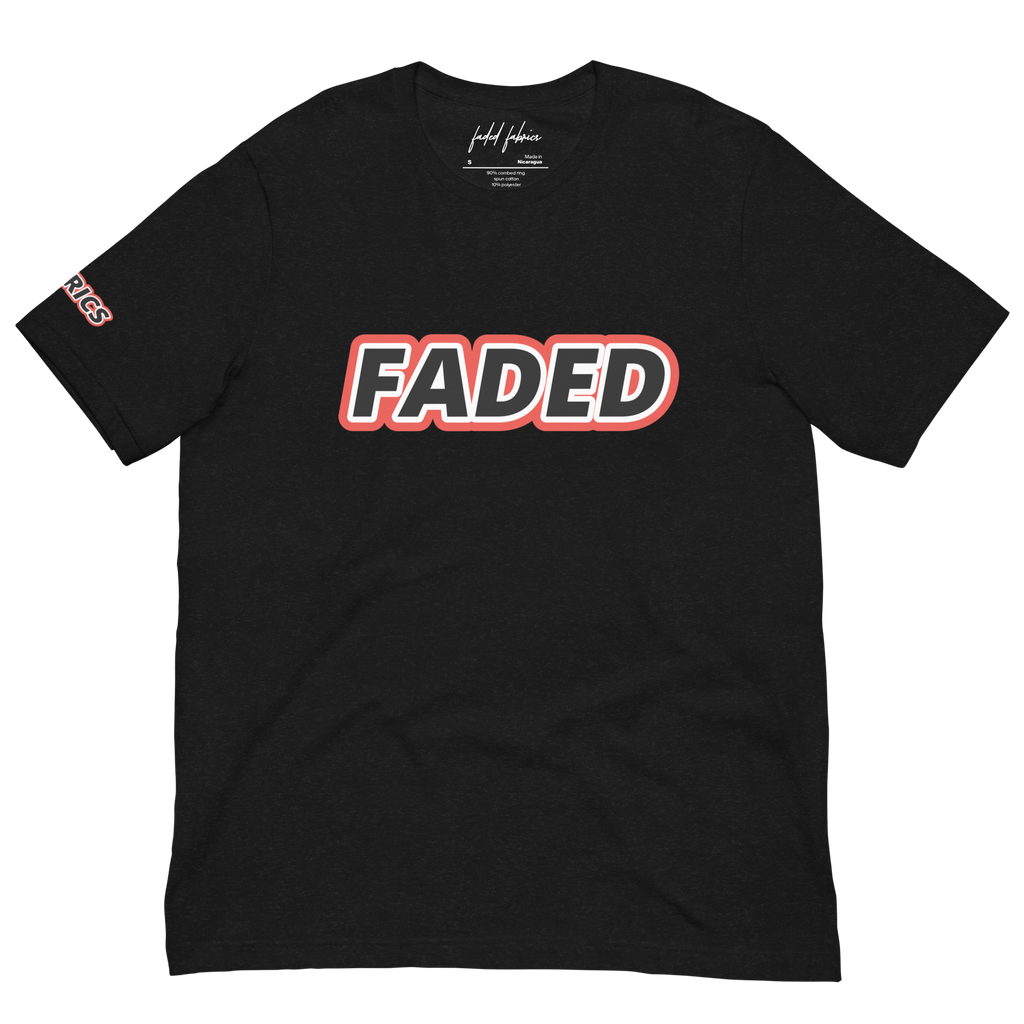 Faded Fabrics Black/Red Outline Unisex T-Shirt