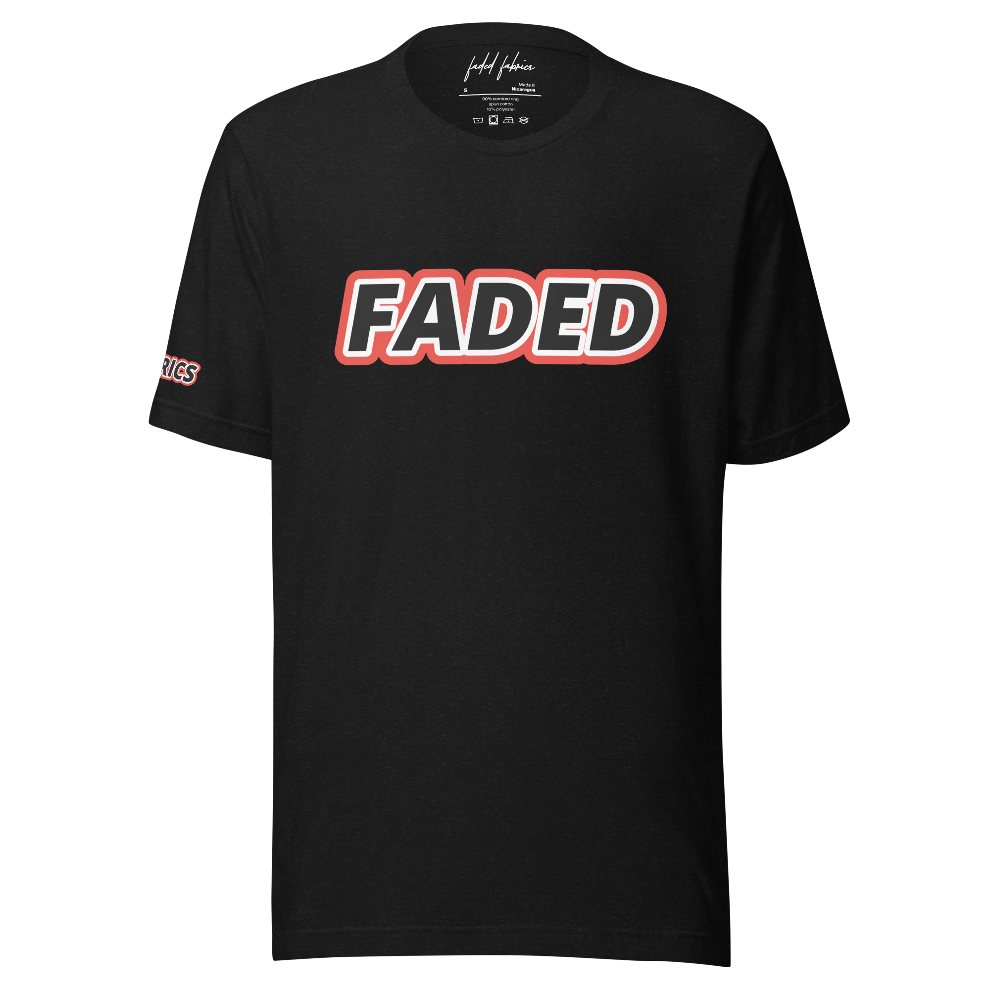 Faded Fabrics Black/Red Outline Unisex T-Shirt